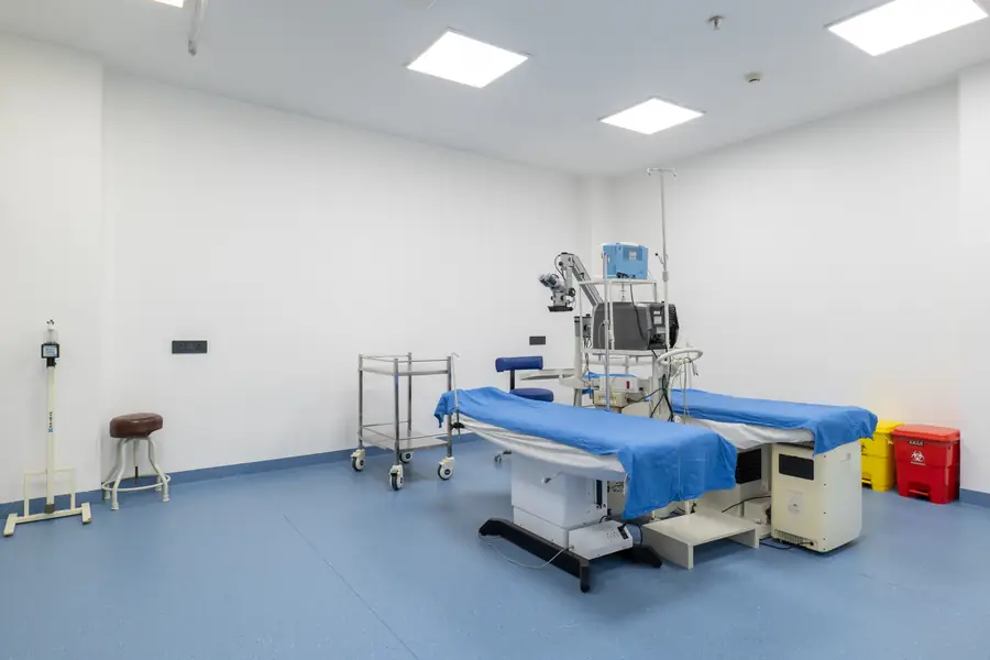Operation theatre with operating tables and surgical microscope